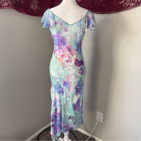 Blue Purple Y2K 2000s Fairy Sequin Ruffle Women’s Small Summer Spring Dress - Picture 6 of 7